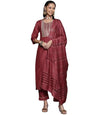 Varanga Rust embroidered kurta with straight pant and dupatta