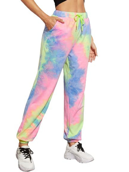 Greciilooks WomenS Tie-Dye Joggers Stretchable Pants | Slim Fit Casual Joggers For Women | Straight Relaxed Fit Trousers | Gym