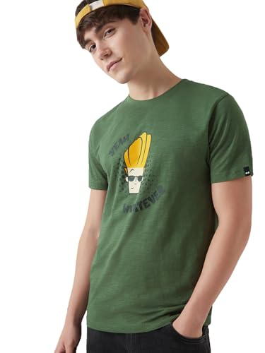 Bewakoof Air 1.0 Official Cartoon Network Merchandise Johnny Bravo MenS Graphic Print Regular Fit Half Sleeve Round Neck Cotton