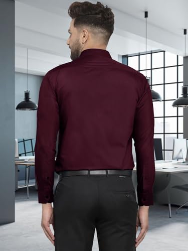 Pinkmint Mens Long Sleeve Button Down Shirt for Men Collared Casual Formal Soild Shirt