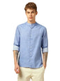 Dennis Lingo Men Slim Fit Cotton Full Sleeves Solid Formal Shirts Blue