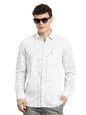 Turtle Men Slim Fit Printed Pure Cotton White Casual Shirt