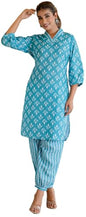 LookMark Womens Latest Printed Cotton Blend Straight Kurta and Afghani Pant Set Perfect for Casual and Office Wear (AZ-LM-P1-KS