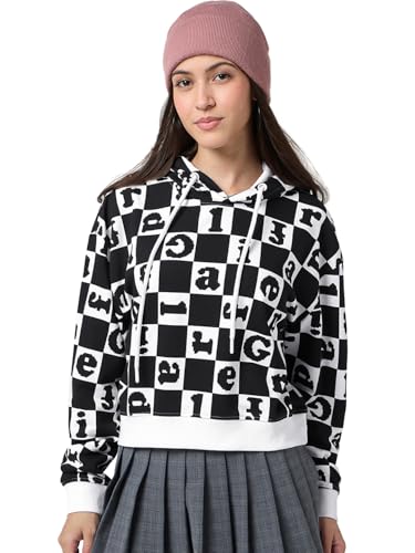 Bewakoof Official Garfield Merchandise WomenS Aop Oversized Fit Full Sleeve Hooded Cotton Blend Hoodies_682783_White_Xl