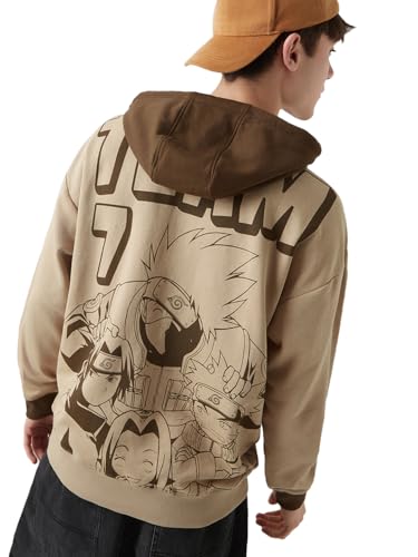 Bewakoof Heavy Duty 1.0 Official Naruto Merchandise MenS Graphic Print Oversized Fit Full Sleeve Hooded Poly Cotton Hoodies_6445