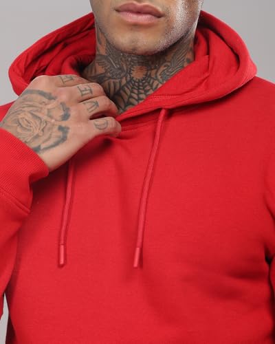 ADRO Men's Printed Hoodie, Cotton Blend, Size 16.5, Red, Model H24-M-PLN-RD