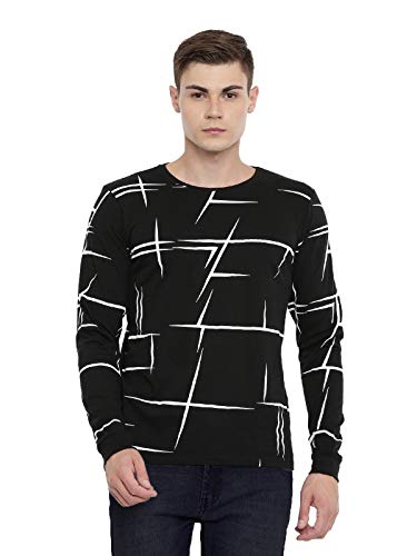 ADRO Men's Full Sleeve Cotton Printed T-Shirts (FS-4-AOP04-BL_Black_XL)