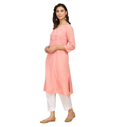 Fabindia Women's Cotton Chikankari Regular Kurta