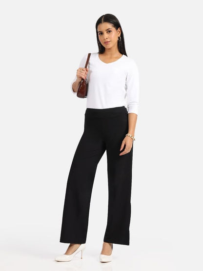 BlissClub AM:PM Cotton Wide Leg Pants - Lite,Tall Above 55, Cotton Pants, Wide Waistband, Slit at Hem, Side Pockets