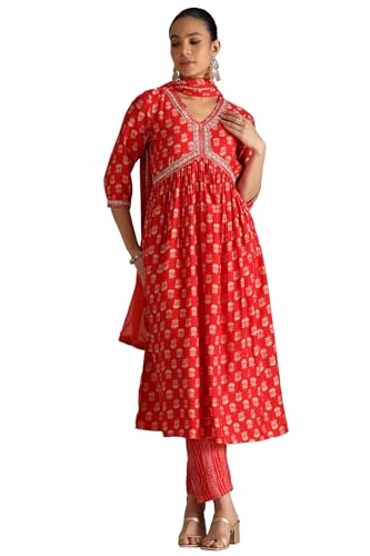 Soch WomenS Viscose Muslin Salwar Suit Set (Ews5Cd21974_Red