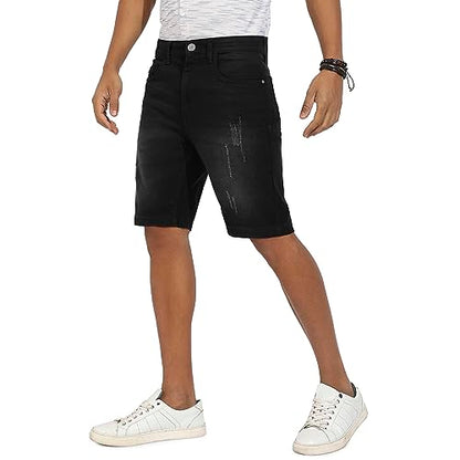 Campus Sutra Mens Boyfriend Shorts (CBSSSM23JN_SHORT56_M_PLN_BL_Black