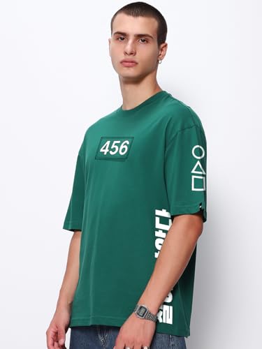 Bewakoof Official Squid Game Merchandise Squid Game Mens Graphic Print Super Loose Fit Half Sleeve Round Neck Cotton T-Shirt_65