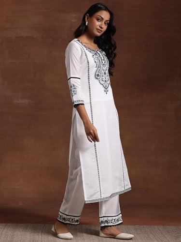 Libas WomenS Pure Cotton Kurta Set (27823_White