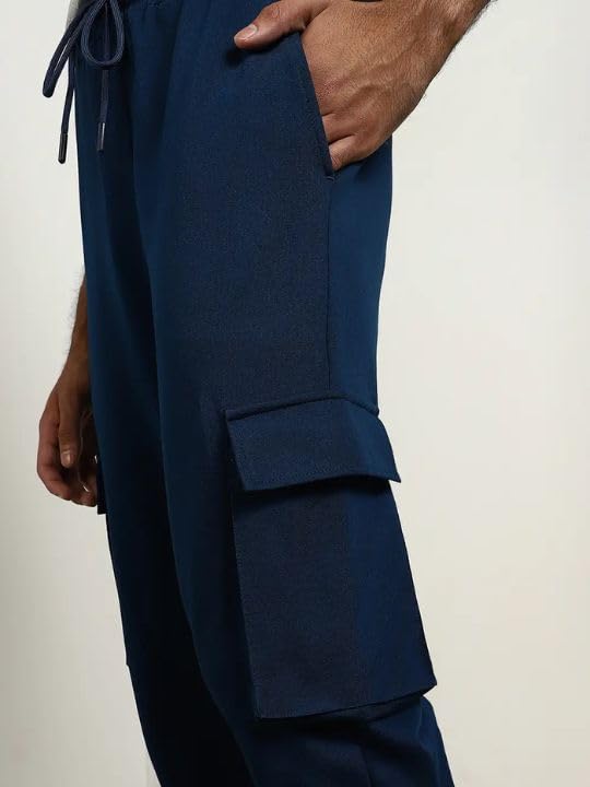 Nobero MenS Regular Sweatpants (1M-Bwjg-R0150-Et_Navy Blue