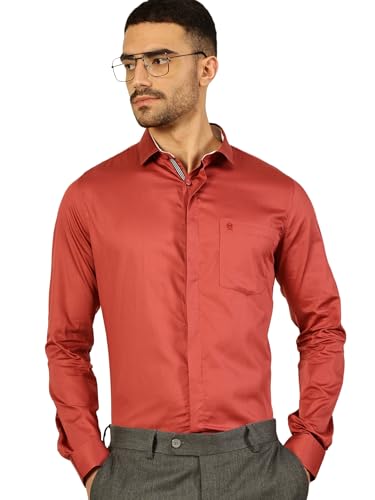 Thomas Scott 100% Cotton Long Sleeve Solid Formal Shirts for Mens Peach