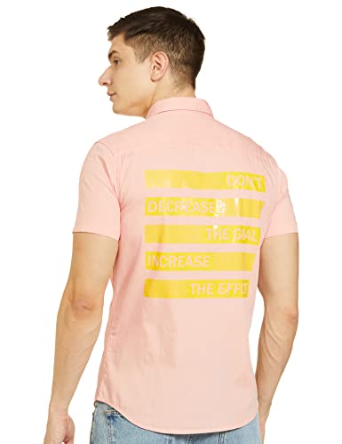 The Indian Garage Co Men Pink Placement Printed Slim Fit Cotton Casual Shirt
