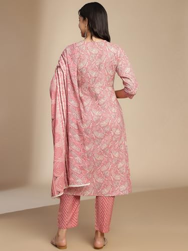 Sanisa Women's Cotton Digital Printed Anarkali Kurta with Pant and Digital Printed Dupatta