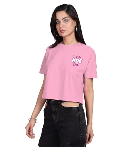 SHODOX 100% Cotton Regular Fit Half Sleeve Printed Waist Length T-Shirt for Womens (Pack of 1)