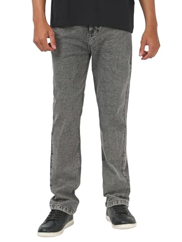 Bewakoof Mens Washed Slim Straight Fit Cotton Elastane Blend Jeans_663617_Grey_30