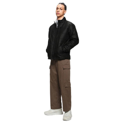 Bewakoof Mens Solid Oversized Fit Full Sleeve Stand Collar Nylon Jacket