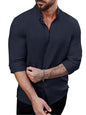 Noble Monk MenS Solid Regular Fit Shirt (Sh231_Model_Navy Blue