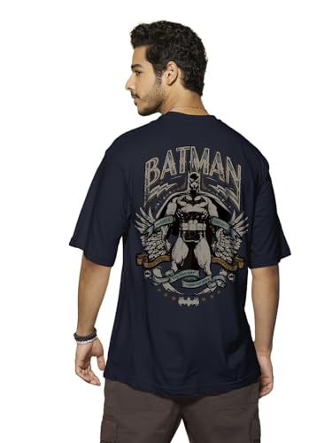 Bewakoof X Official Dc Comics Merchandise MenS The Dark Knight Graphic Printed 100% Cotton T-Shirt - Oversized Fit, Round Neck,
