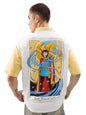 The Souled Store Official Tarot: Doctor Strange Men And Boys Short Sleeve Collared Neck White And Yellow Graphic Printed Cotton