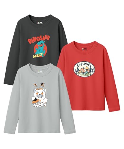 SHODOX Boys Cotton Blend Printed Regular fit Long Sleeve T-Shirt (Pack of 3)