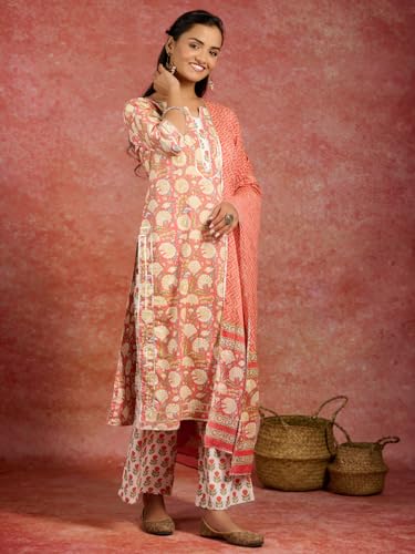 Libas WomenS Pure Cotton Kurta Sets (34797_Peach