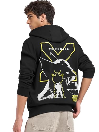 Bewakoof Heavy Duty 1.0 Official Marvel Merchandise Wolverine MenS Graphic Print Oversized Fit Full Sleeve Hooded Fleece Hoodies