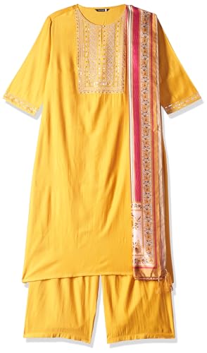 Ketch Cotton Blend Womens Kurta&Duppatapalazzo (Khk3000409_Yellow