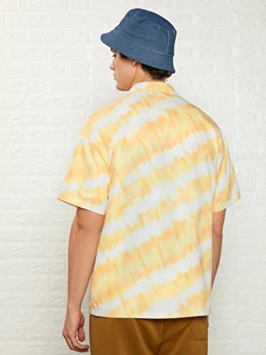 Greciilooks Mens Rayon Casual Shirt Regular Fit Men Casual Shirt (Yellow, Xx-Large)