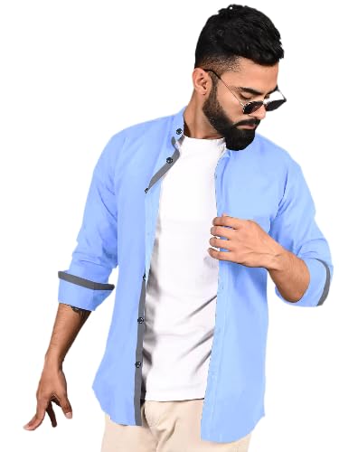 Tee Projekt Shirt for Men Cotton Spread Collar Button Down Long Sleeve Shirt Home, Regular, Home (Pack of 1)