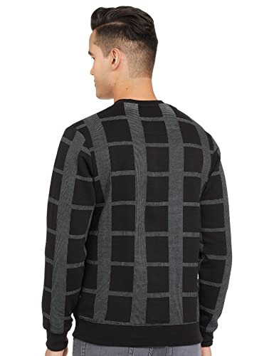 The Indian Garage Co Black Regular Fit Checkered Long Sleeve Pull On Sweatshirt
