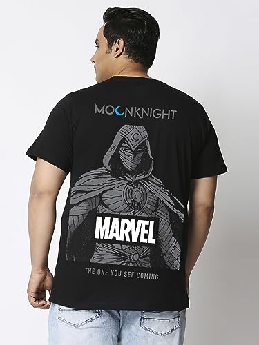 Bewakoof X Official Marvel Merchandise Mens Marvels Moon Knight Graphic Printed 100% Cotton Plus Size T-Shirt - Regular Fit, R