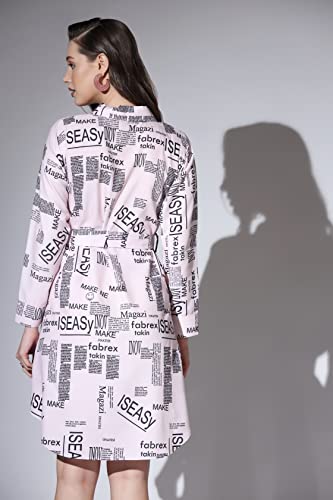 Greciilooks Western Dress For Women - Paper Printed Rayon Dress & Long Button Down Sleeve With Belt For Girls Suitable For Worko