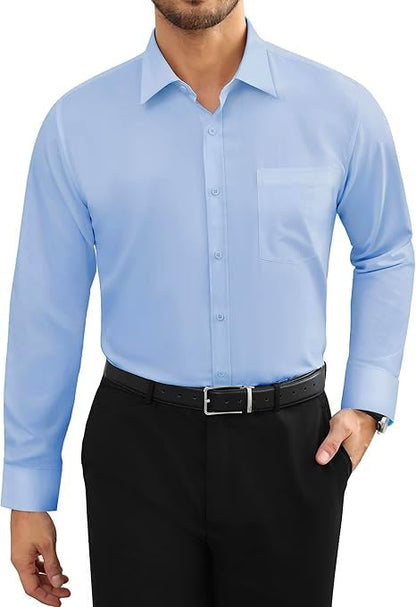 CB-COLEBROOK Mens Cotton Casual Classic Design Button Up Shirt with Chest Pocket, Male Clothes for Spring and Fall Business Occ