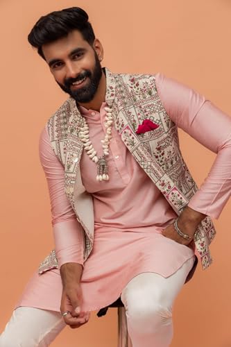 Kisah Nehru Jacket For Men  Printed Cotton Blend Modi Jacket | Ethnic & Formal Waist Coat For Weddings, Parties & Office Wear