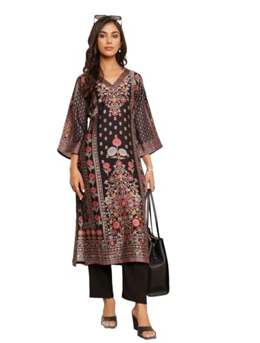 Varanga WomenS Viscose Rayon Kurta Set (Vset21166_Black