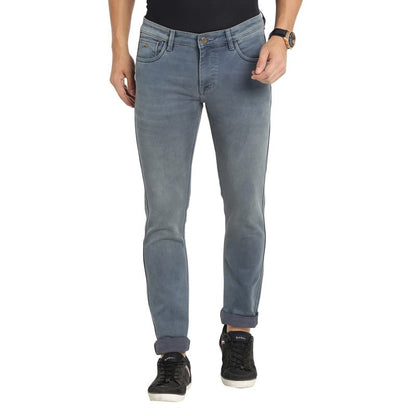 Turtle Men Cotton Light Blue Narrow Fit Solid Stretchable Jeans