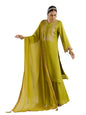 Ishin Gold Zari Detail Embroidered Straight Festive Kurta With Sharara And Dupata