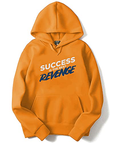 ADRO Men's Cotton Neck Hooded Sweatshirt (H21-M-REV-MU_Mustard_XL)
