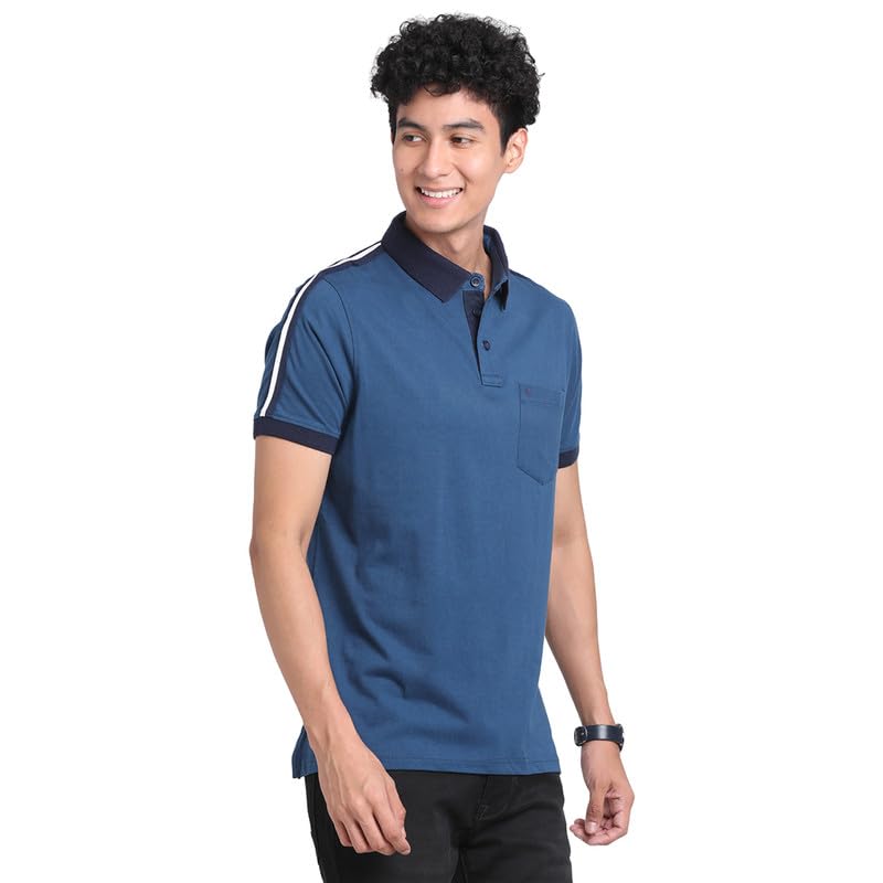 Turtle Men 100% Cotton Red Dobby Polo Neck Half Sleeve Casual T-Shirt