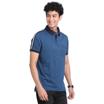 Turtle Men 100% Cotton Red Dobby Polo Neck Half Sleeve Casual T-Shirt