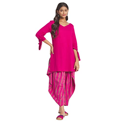 Fabindia WomenS Solids Slim Kurta (210647901_Magenta