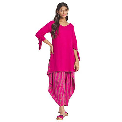 Fabindia WomenS Solids Slim Kurta (210647901_Magenta