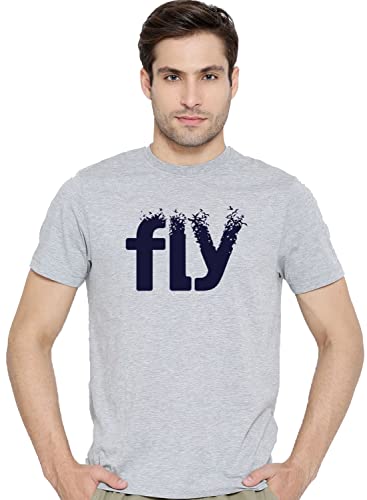 ADRO Fly Mens Printed T-Shirts (RNR-M-Fly-GR_Grey_XL)