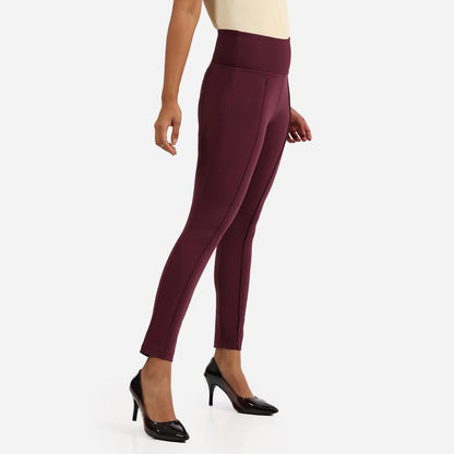 BlissClub Ultimate Sculpt Tregging Pants -Regular Below 54 | Ribbed Waistband | 2 Side Pockets | Front Pintucks | Feels Like Se