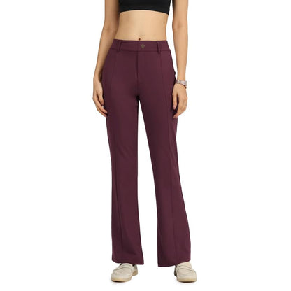 BlissClub Ultimate Flare Tailored Trousers | CloudSoftTM Fabric | Gold Button | Stylish Pintucks | Belt Loops | Mock Fly | 2 Poc