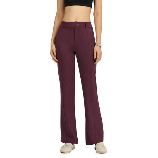 BlissClub Ultimate Flare Tailored Trousers | CloudSoftTM Fabric | Gold Button | Stylish Pintucks | Belt Loops | Mock Fly | 2 Poc